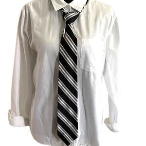 3x15 Men's Black, White, and Grey Striped Tie